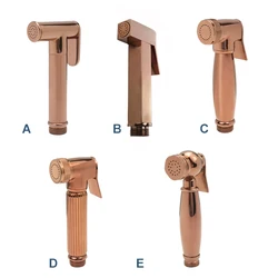 Glossy Rose Gold Brass Bidet Sprayer Hand Held Toilet Bidet Spray Shattaf Copper Bathroom Toilet Jet Spray Bidet Shower Head
