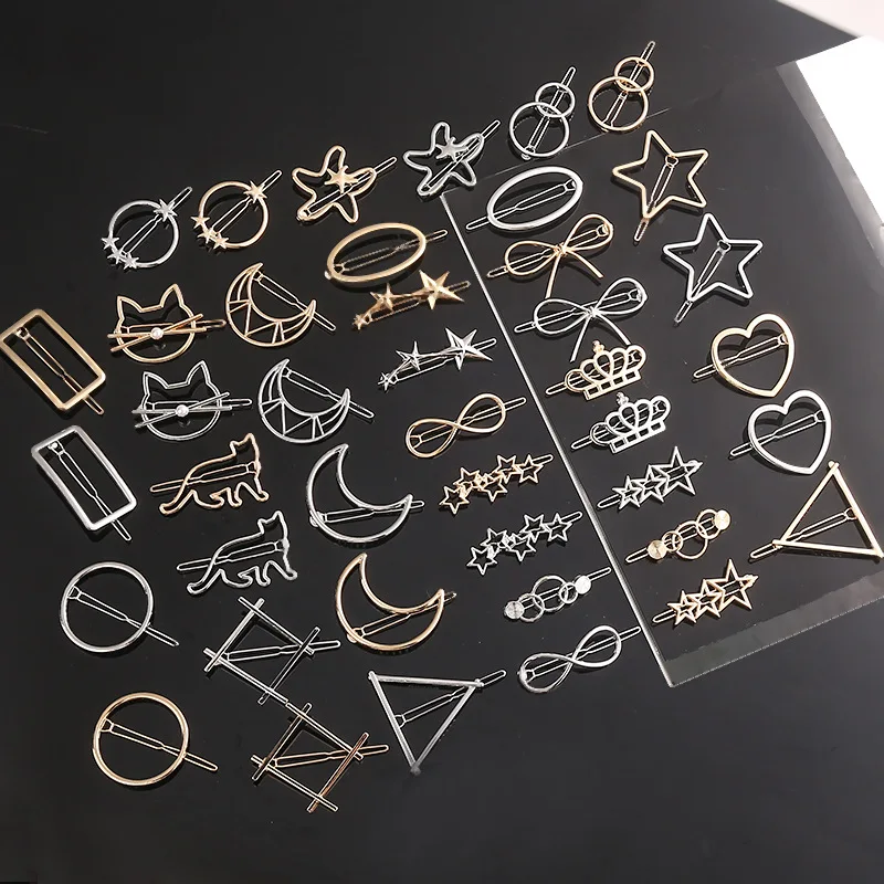 Simple Metal Geometric Hair Clip Elegant Hollow Love Heart Hair Clip Women Girls Sweet Cute Bangs Hairpin Barrettes Accessories