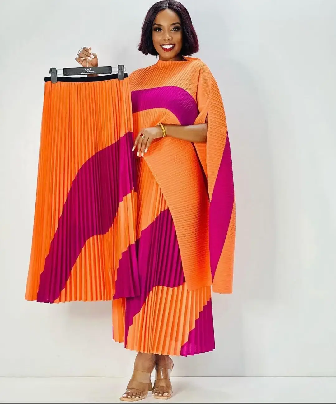 

Miyaki 2-Piece Plus Size Women's Sleeveless Asymmetrical Top + Skirt Pleated Skirt Pleated Pleated Top with Contrasting Colors and High Elasticity, Daily Leisure Home Travel