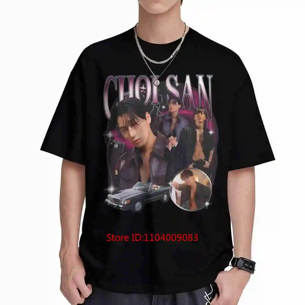 Choi San Ateez Kpop Vintage Member Photos Short Sleeve Tee 100% Cotton T-Shirt