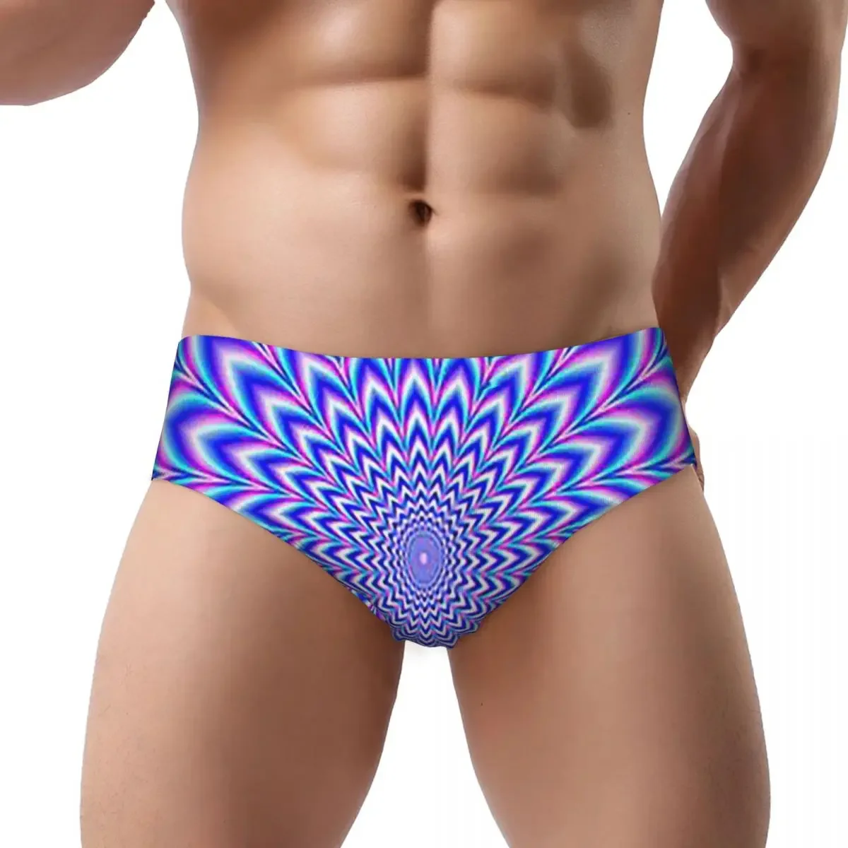Psychedelic Pulse In Blue And Pink Male Triangle Panties Comfortable Boxer Underpants Short Underwear for Homme Man Boyfriend
