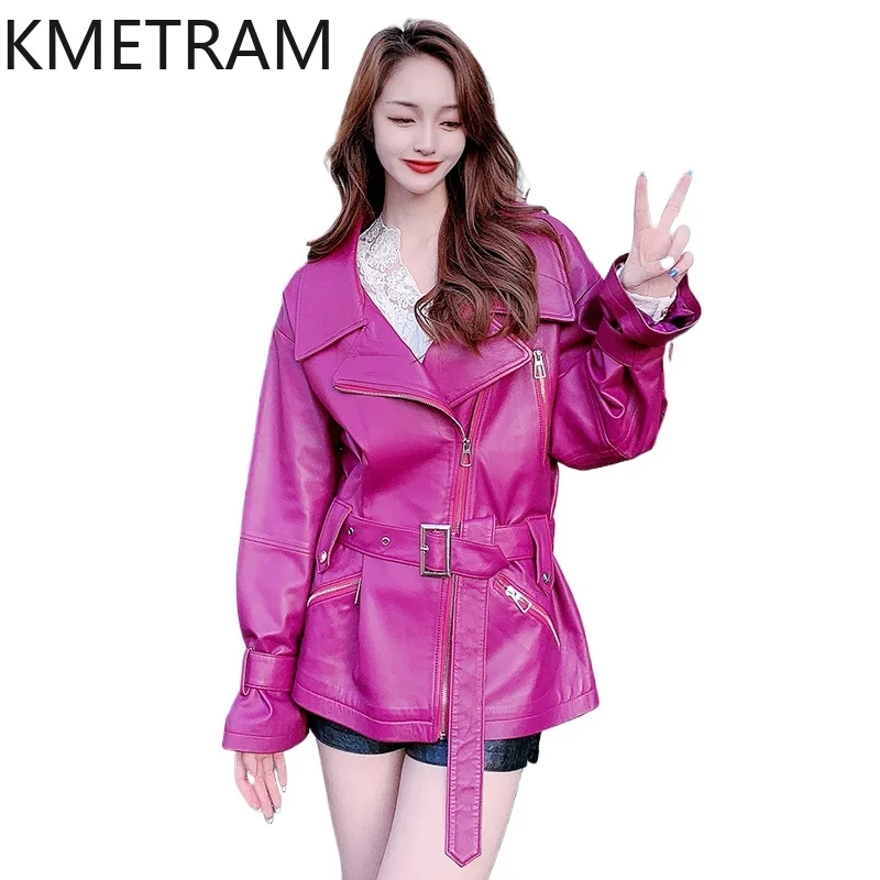 100 % obere Schicht aus Schaffelljacken für Damen, lockere Echtlederjacken mit Schnürung, neu in Oberbekleidung, Herbstkleidung, 2025 Omarбка