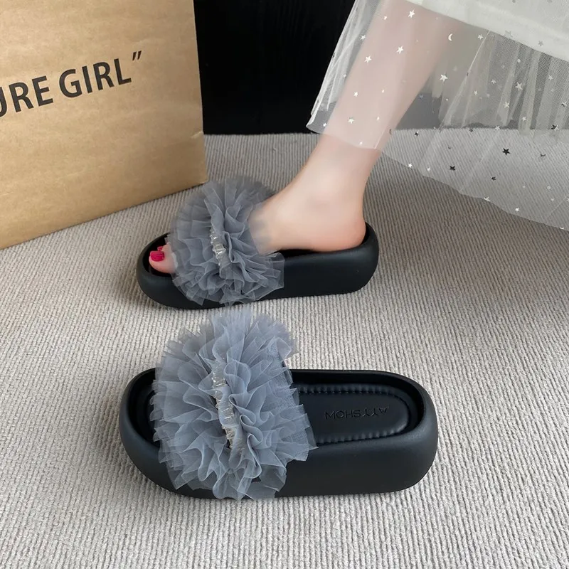 

CRLAYDK Fashion Women's Slippers Mesh Walking Sandals Slip On Indoor Outdoor For Summer Ladies Platform Casual Slides Shoes