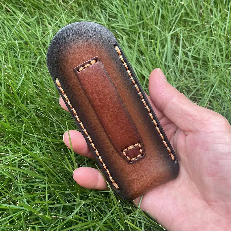 Folidng Knife Scabbard High-quality Cowhide Leather Sheath  Universal Knife Cover Holsters for Pocket Knife Case Belt Buckle