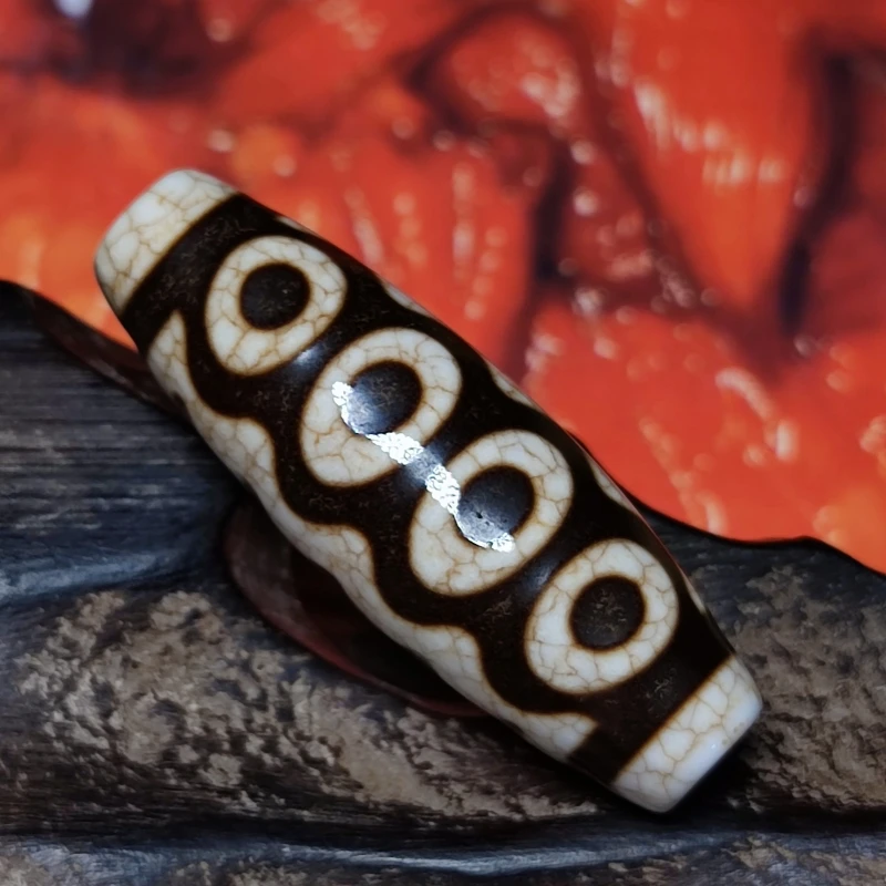 

Tibetan 7 Eyes Totem 41*15mm Fire Tribute Type Brown/White Dragon Pattern Old Agate Dzi Bead Men&Women Bracelet Necklace Pendant