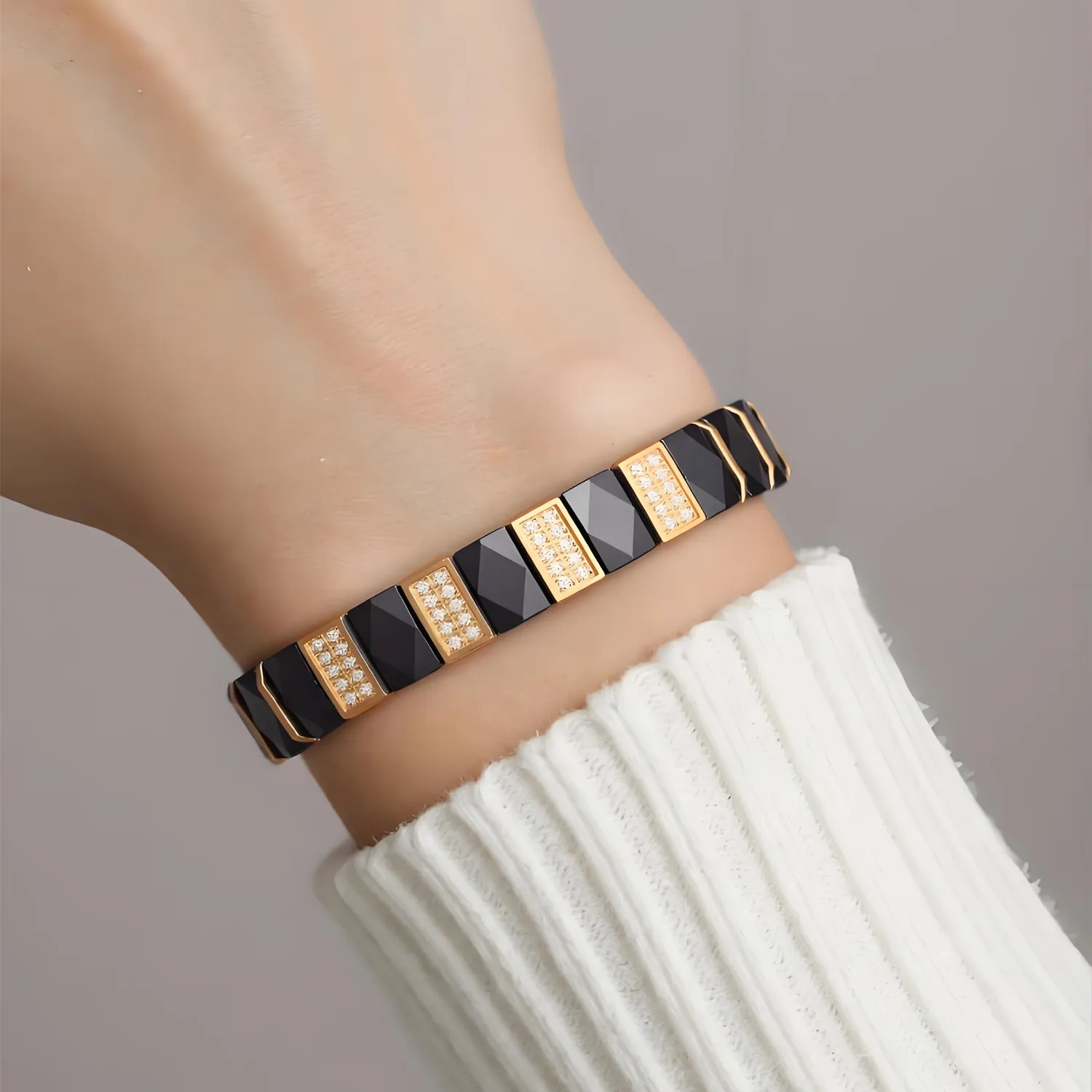 ARADOO Premium Ceramic Titanium Steel Bracelet for Men Women with Magnetic Therapy Couple Wristband Jewelry Gifts
