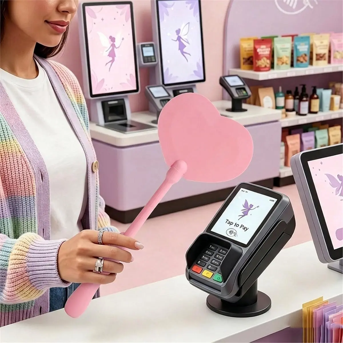 Portable Butterfly Wand Tap to Pay Payment Card Holder for Contactless Payment and Card Storage