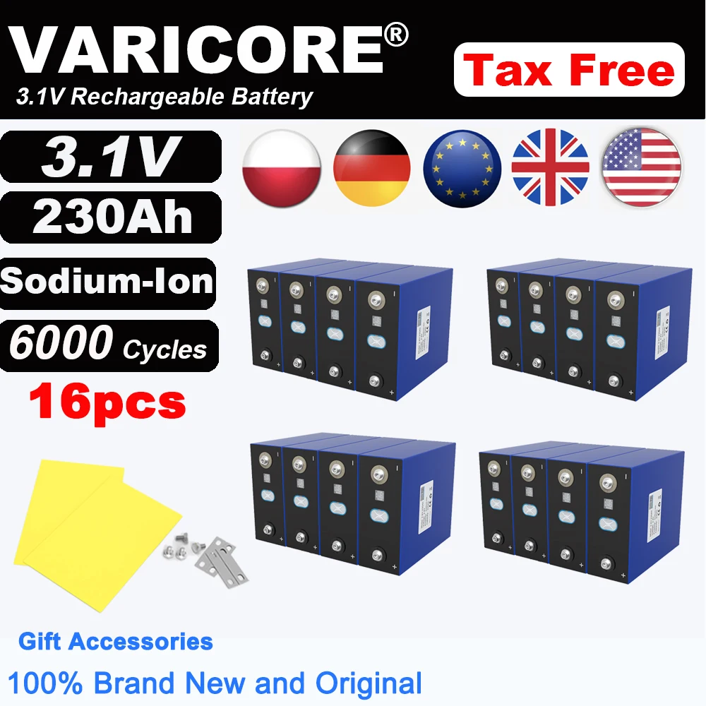 

16x 3.1V 230Ah Sodium-Ion Battery 20c Resistant low,high Temperature DIY 12v Motorcycle Electric Car Travel Golf Cart Tax Free