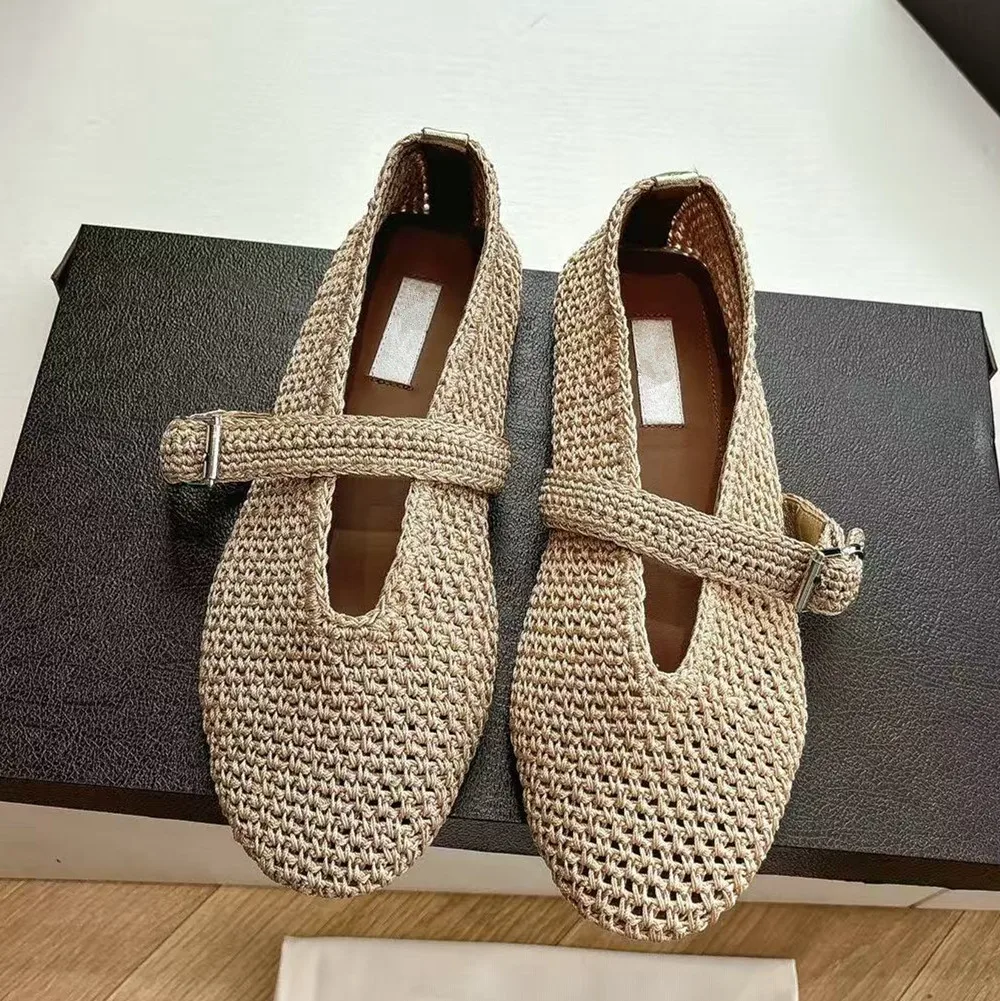 Woolen single button Mary Jane shoes for women, 2026 autumn and winter ballet single shoes, flat and casual trend