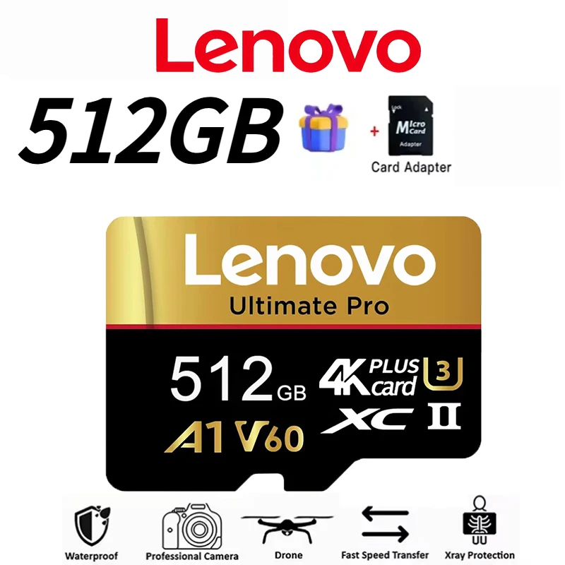 

Full HD Lenovo 512GB Memory Card SD Cards TF Cards Micro TF SD 256GB 64GB U3 Temperature Proof 8K for Drone/iOS/Smartphone