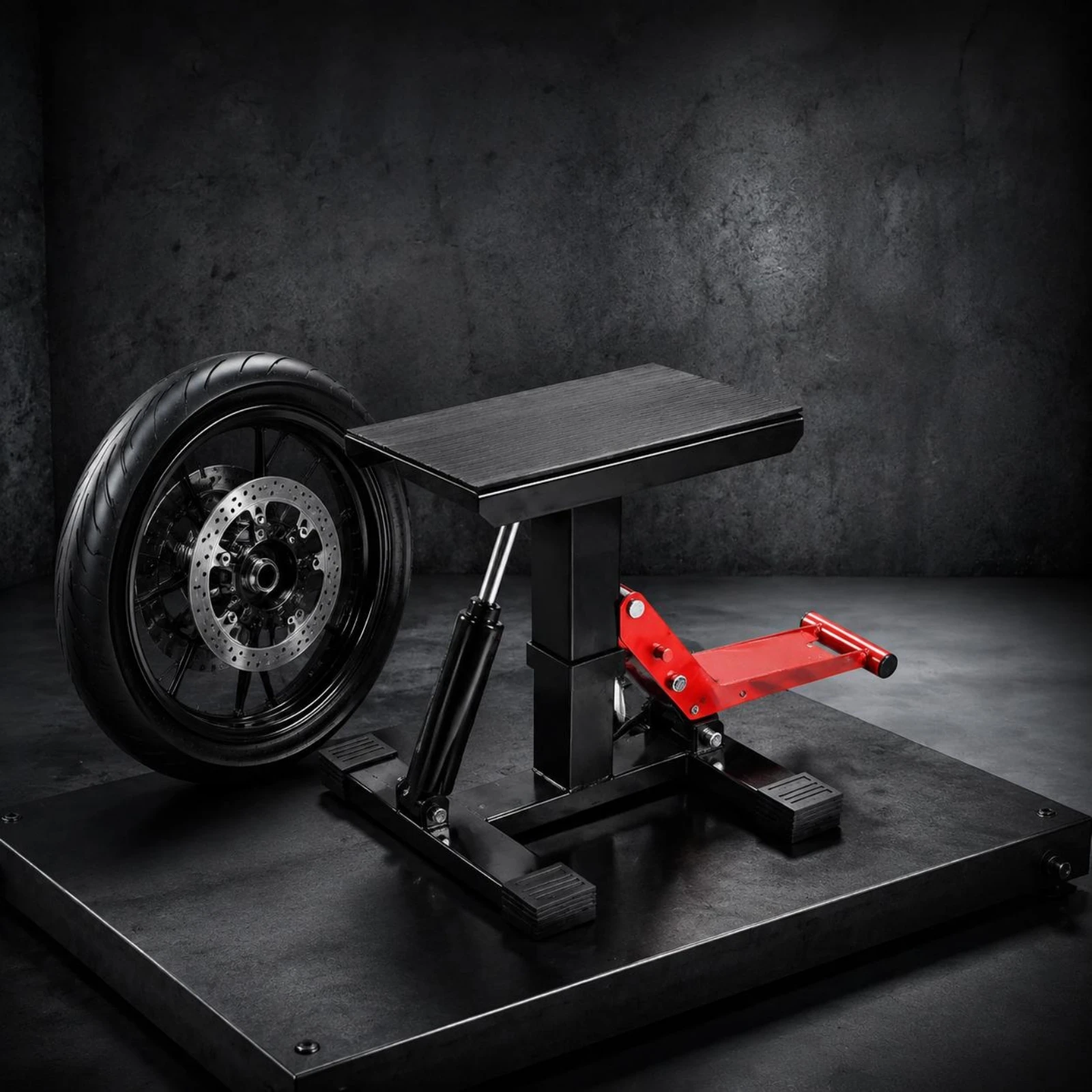 Hydraulic Motorcycle Lift Stand Rotatable Scissor Motorcycle Lift Stand Garage Tool Heavy Duty Transport Gear Solid Steel Frame