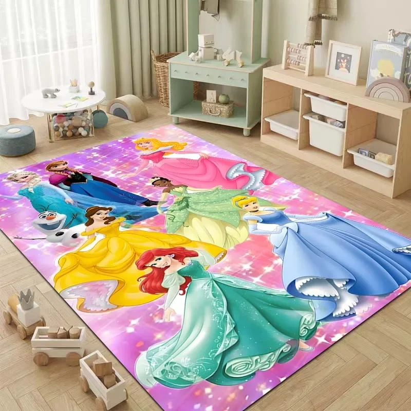 Disney All Princess Carpet for Living Room Bedroom Girls Room Home Decor Pink Room Decor Area Rug Non-slip Mat Bedside Rug