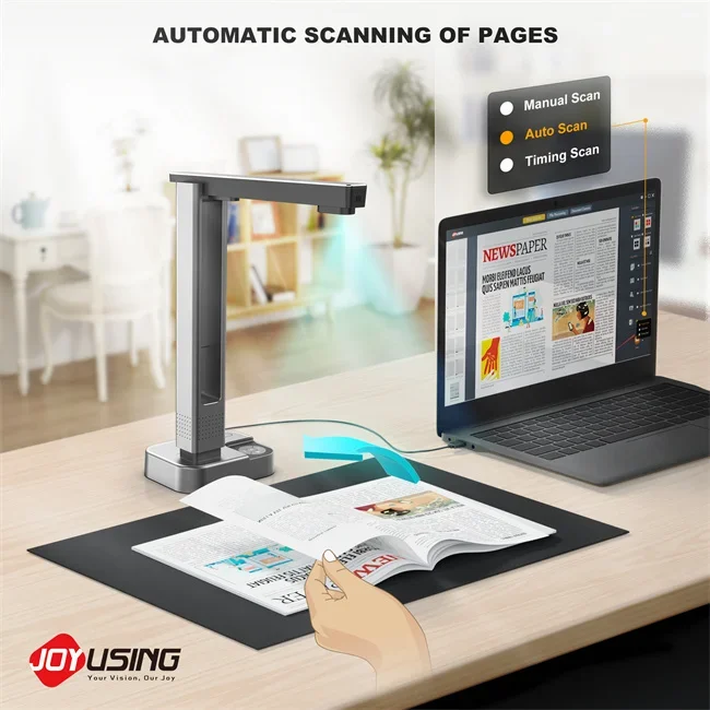 Joyusing Book Scanner A3 A4 Switch 16MP High Definition Fixed Focus Personal Desktop Scanner with physical buttons for Scan