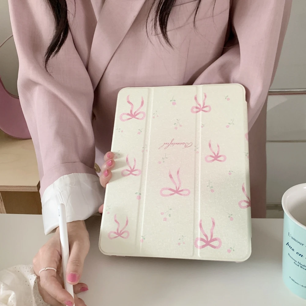 Pink Bow Mirror Tablet Case For Apple iPad Pro 4 5 6 Generation 12.9 inches 11\