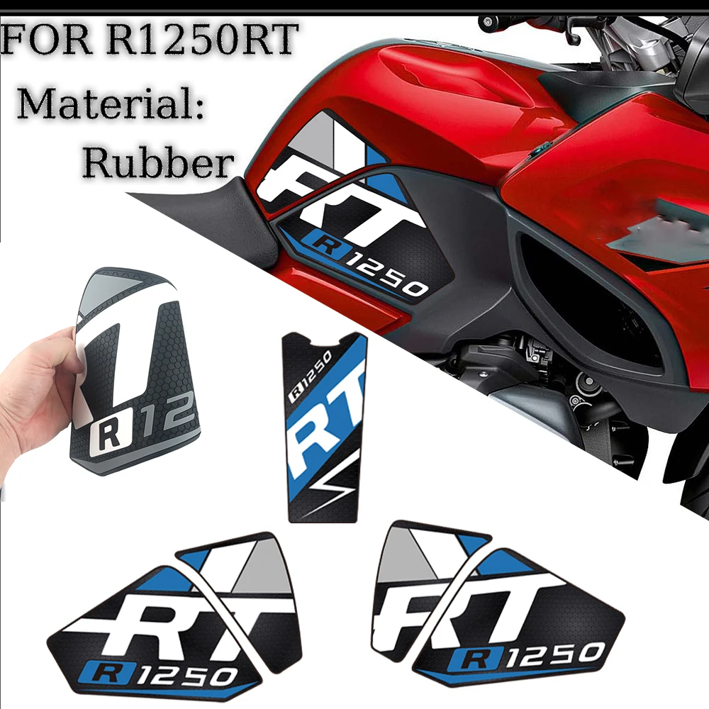 Rubber traction pad adhesive For BMW R1250RT R 1250 RT Tank Pad Motorcycle Stickers Fuel Oil Kit Knee Fish Bone Protector