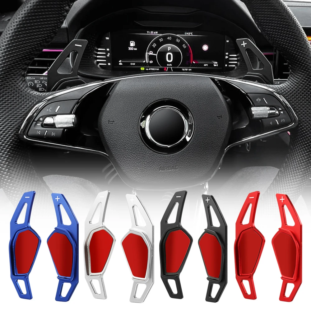 For Skoda 2020 Octavia A8 MK4 ENYAQ IV RS VRS 2021 Karoq Kodiaq Car Steering Wheel Shift Paddle Extend Shifters Sticker DSG Gear