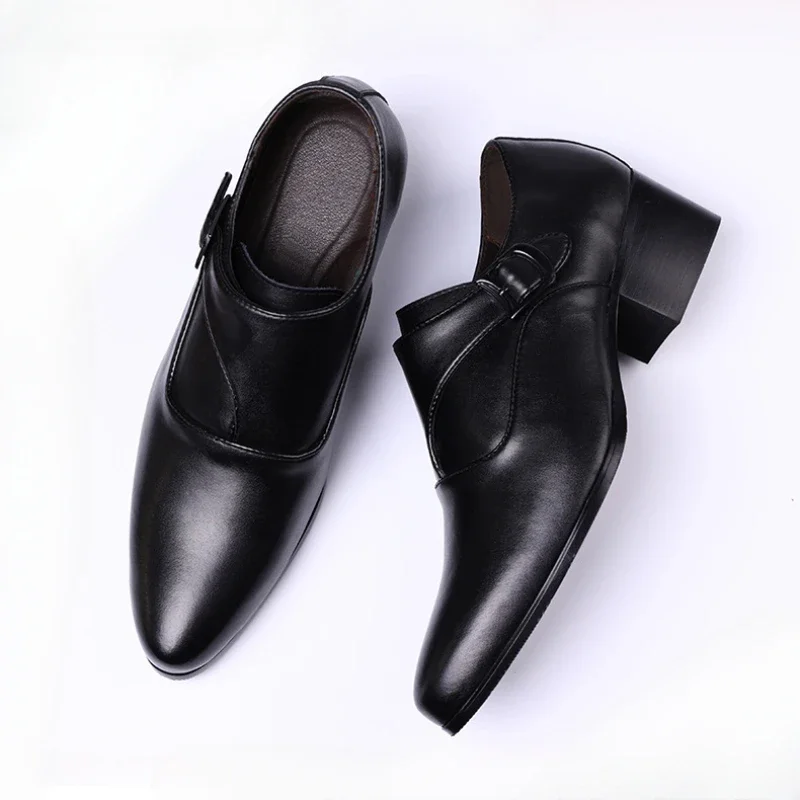 Genuine Leather Men\'s Shoes Business Men Dress Shoes Incressed 6cm Slip on Pointed Toe Man Oxfords Classic Formal Shoes for Men