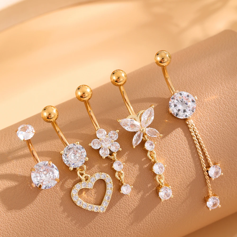 3-5pcs/Lot Belly Button Ring Sets with Heart and Butterfly Designs