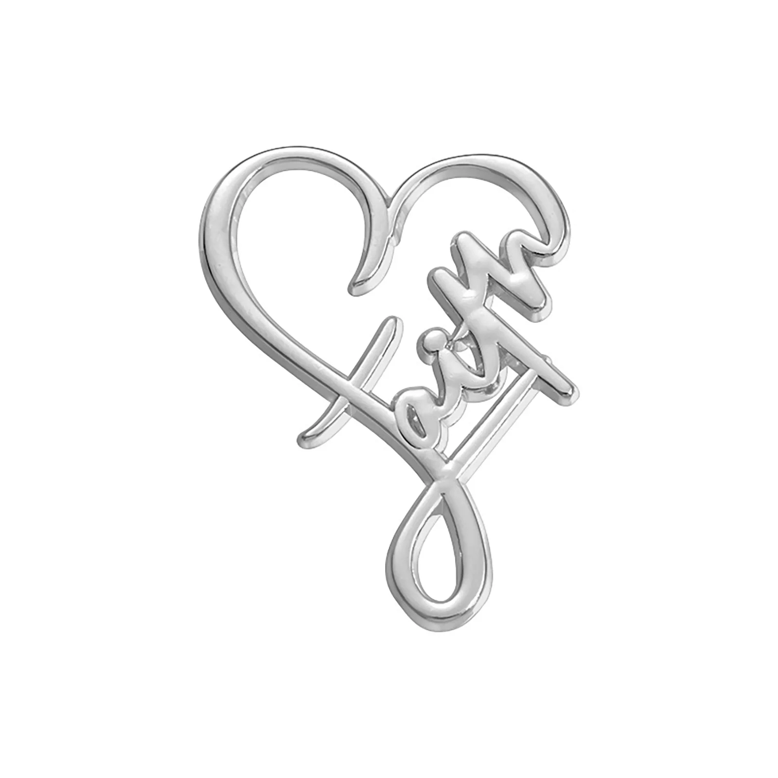Kreuz Charm herzförmige Glaube Buchstaben Brosche Rucksack Zubehör christlichen Schmuck Geschenk Großhandel – Detail 3