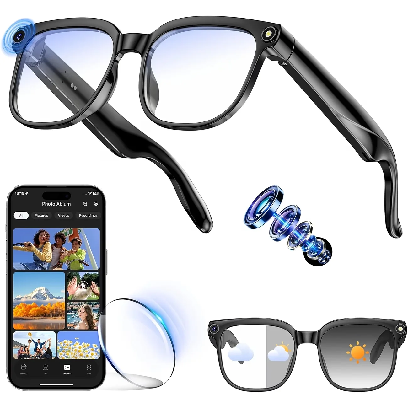 

Видеокамера в очках, интеллектуальный перевод, распознавание объектов через камеру, интерактивное взаимодействие (Q&A), Hi-Fi музыка, звонки в высоком разрешении.