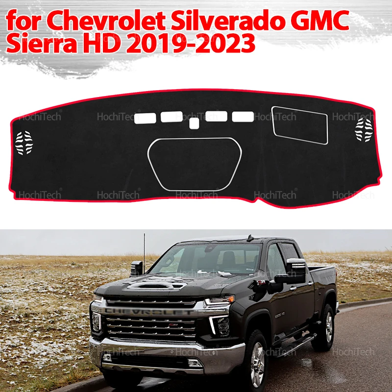 Almohadilla protectora de cubierta de tablero para Chevrolet Silverado GMC Sierra HD 1500 2500 3500 2019-2023 tablero de salpicadero sombrilla alfombra Anto-UV