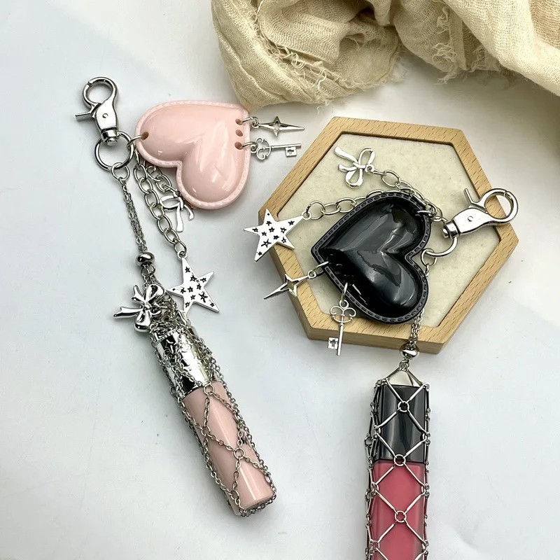 10PCS Bag Pendant Fashion Original Punk Love Lipstick Metal Mesh Bag Keychain Pendant Accessories Wholesale