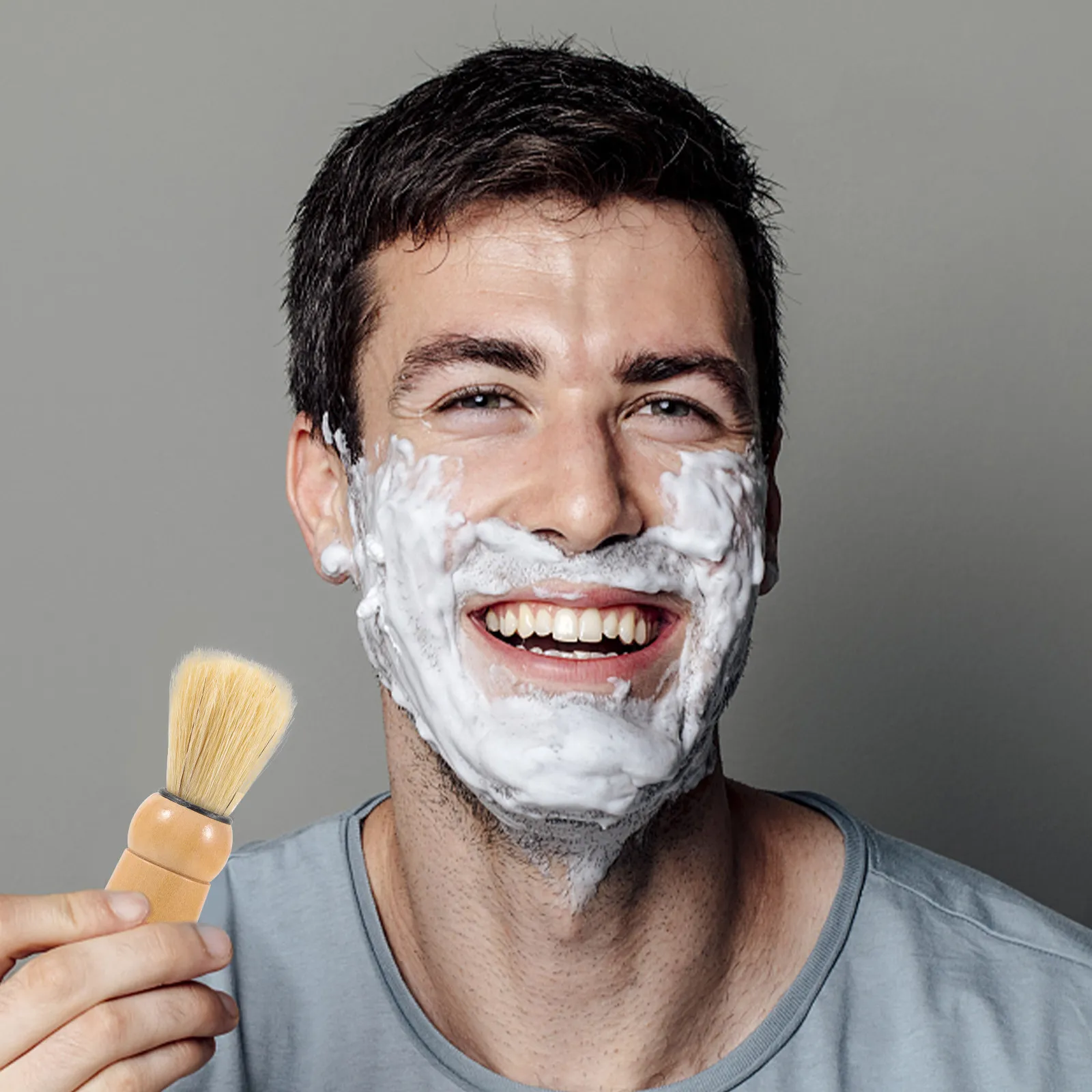 Beard Brush Shaving Accessory Solid Wood Bristle Hair for Men Salon Electric Shaver Non Slip Gentle Foaming Tool