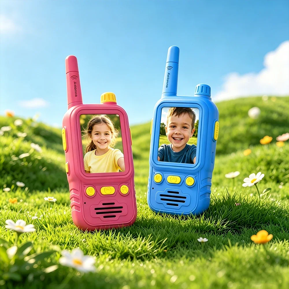 Kids Walkie Talkie With Camera 180° Rotatable Lens Voice Changer Toy Outdoor Intercom Gift For Boys Girls