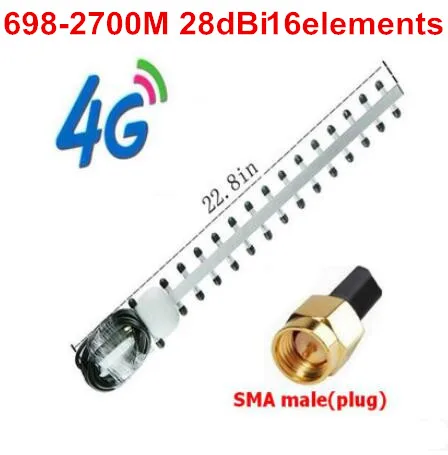 4G high gain yagi antenna 28dBi 16 elements 698-2700MHz  LTE 4g router outdoor roof aerial crc9