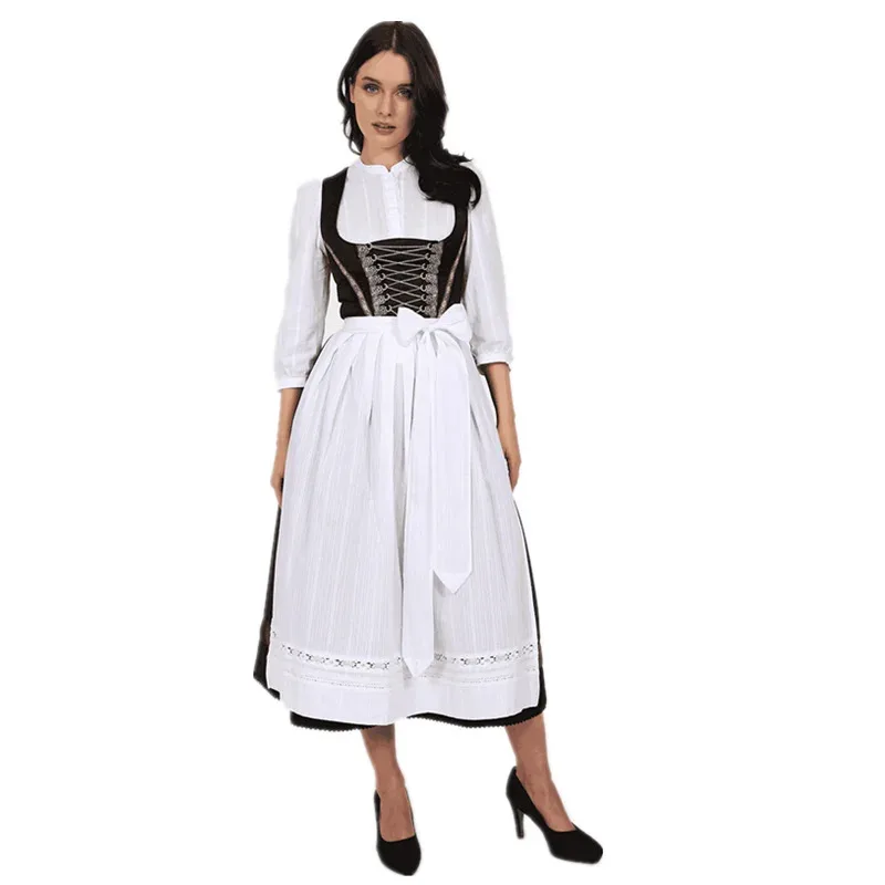 

German Oktoberfest Bavaria Beer Girl Traditional Dirndl Costume Halloween Performance French Maid Cosplay Dress tt9]