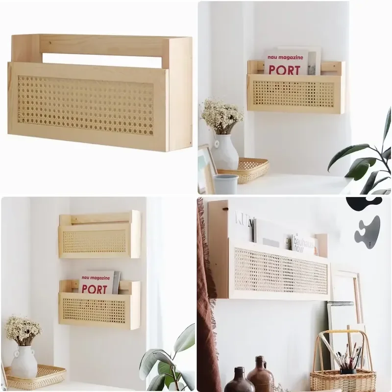 for Stable Solid Wood Rectangular Wall Mounted Storage Rack Modern Luxury Design Suitable for Family Living Room Display