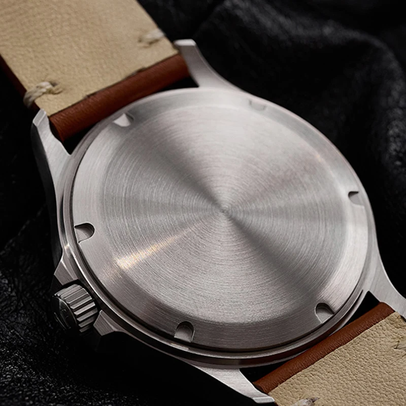 ساعة Milifortic العسكرية 39 مللي متر NH38 حركة ميكانيكية أوتوماتيكية ريترو الياقوت كريستال BGW9 Lume حزام من الجلد 10Bar ساعة رجالية #3