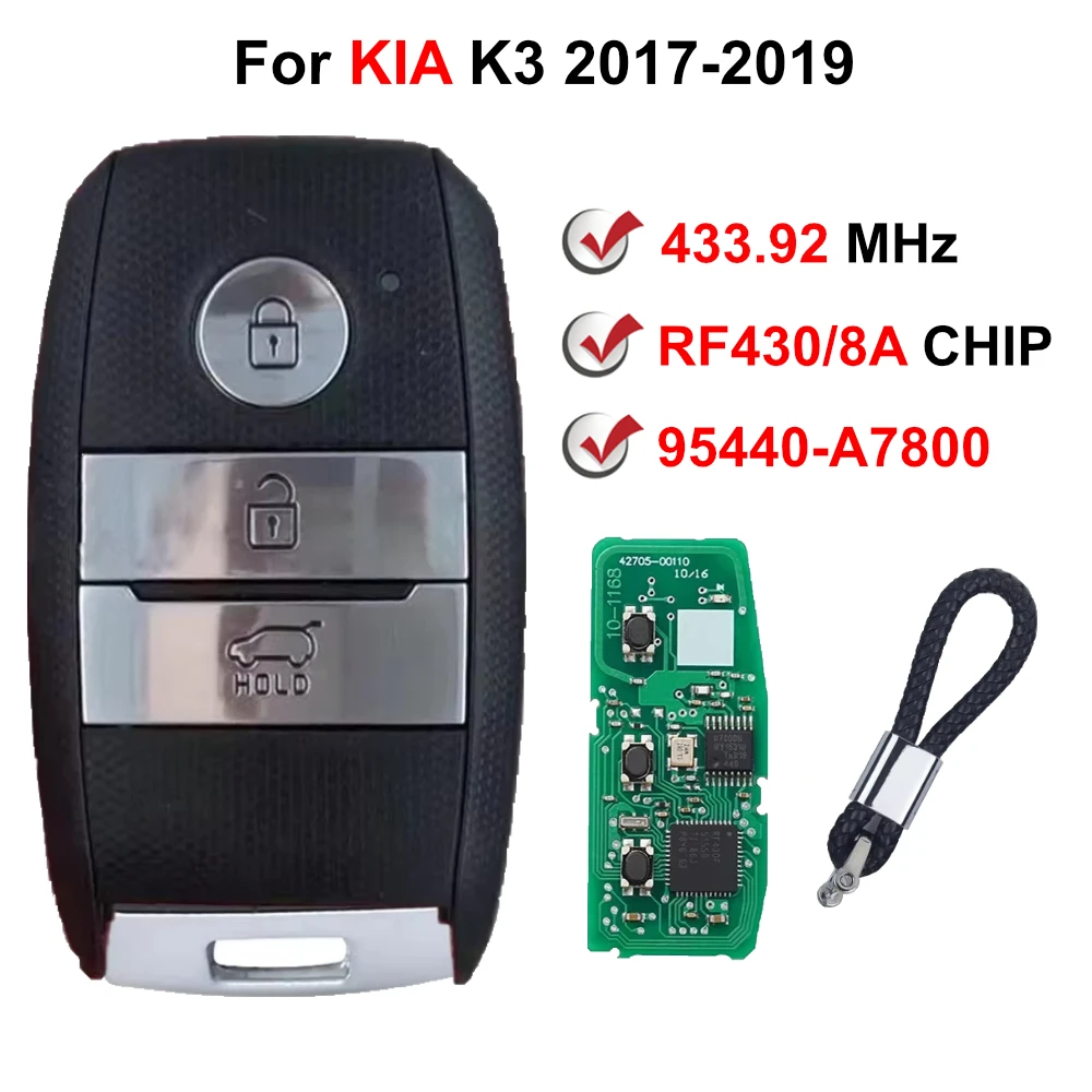 95440-A7800 433 MHz RF430 DST AES 8A Chip Keyless Smart Car Key For Kia K3 2017 2018 2019