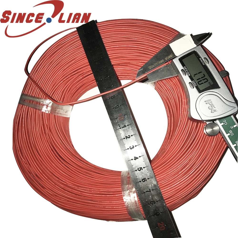 

305M 22 AWG Flexible Silicone Wire Cable 0.3mm2 High Temperature Max 200 Degrees 600V OD1.7mm Black Red Test Wire