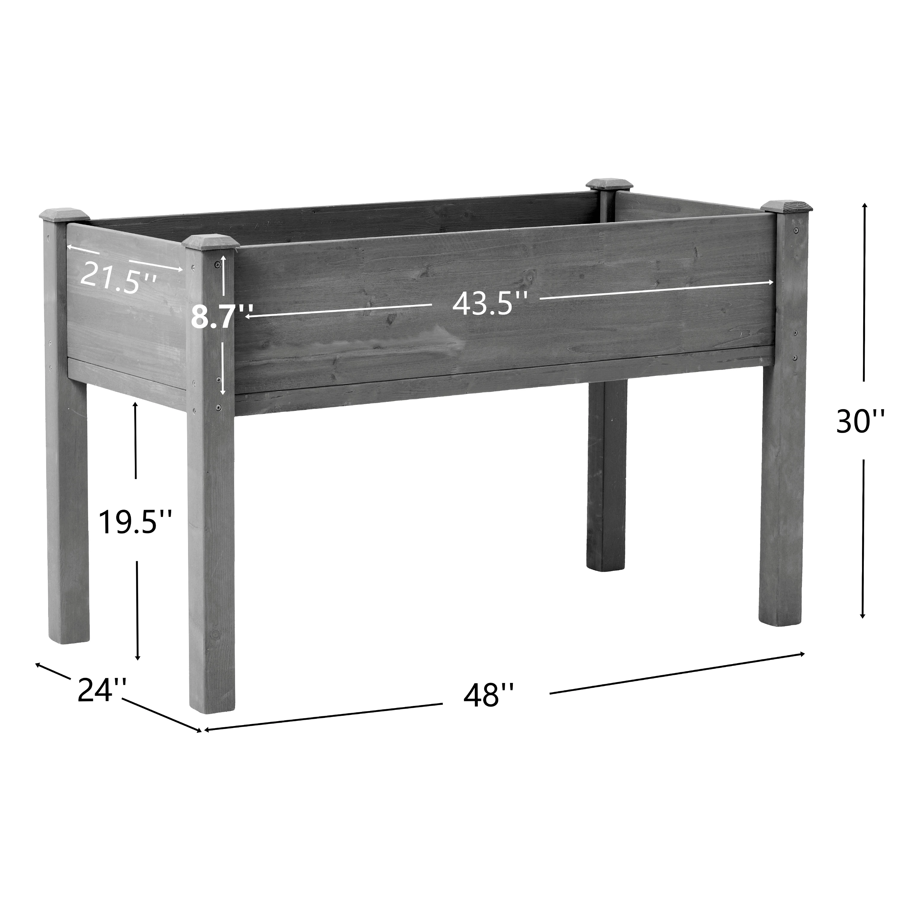 48x24x30 Inch Elevated Wooden Raised Garden Bed with Legs Outdoor Raised Planter Box for Vegetables Herbs Fruits Flowers