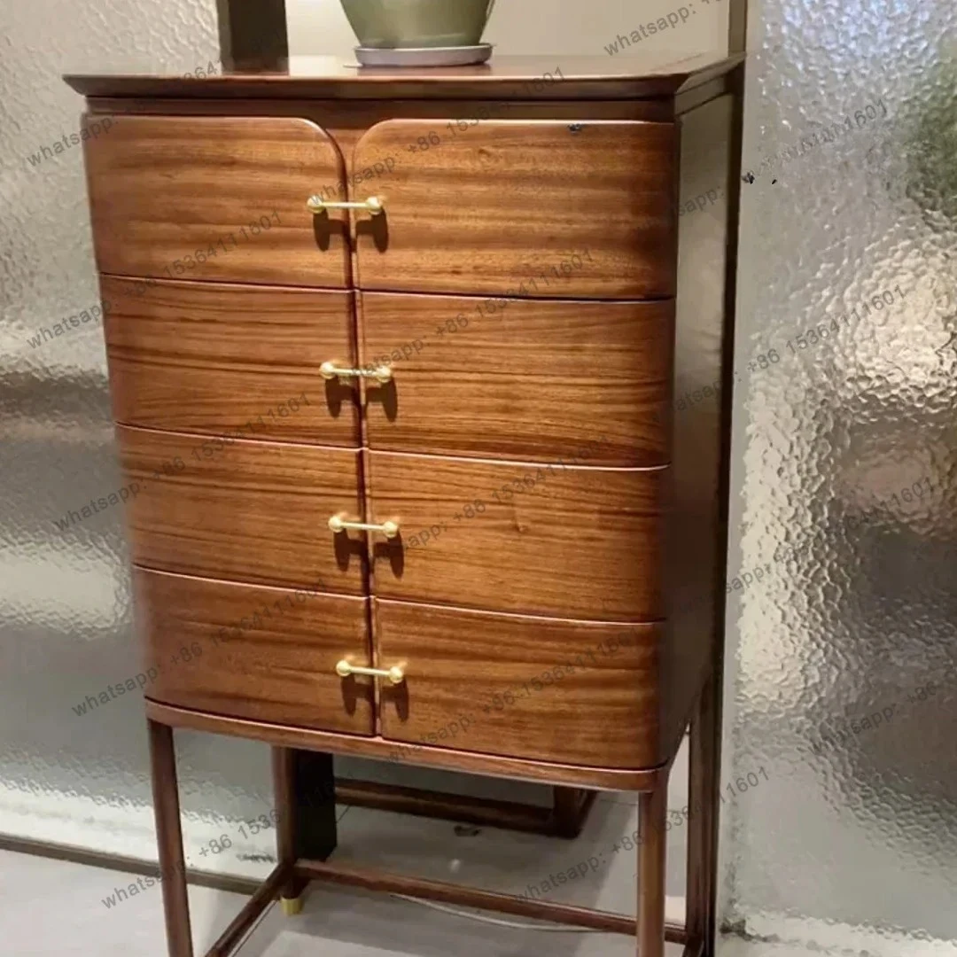 New Chinese solid wood four or five chest cabinets, living room storage storage cabinets, drawer cabinets against the wall