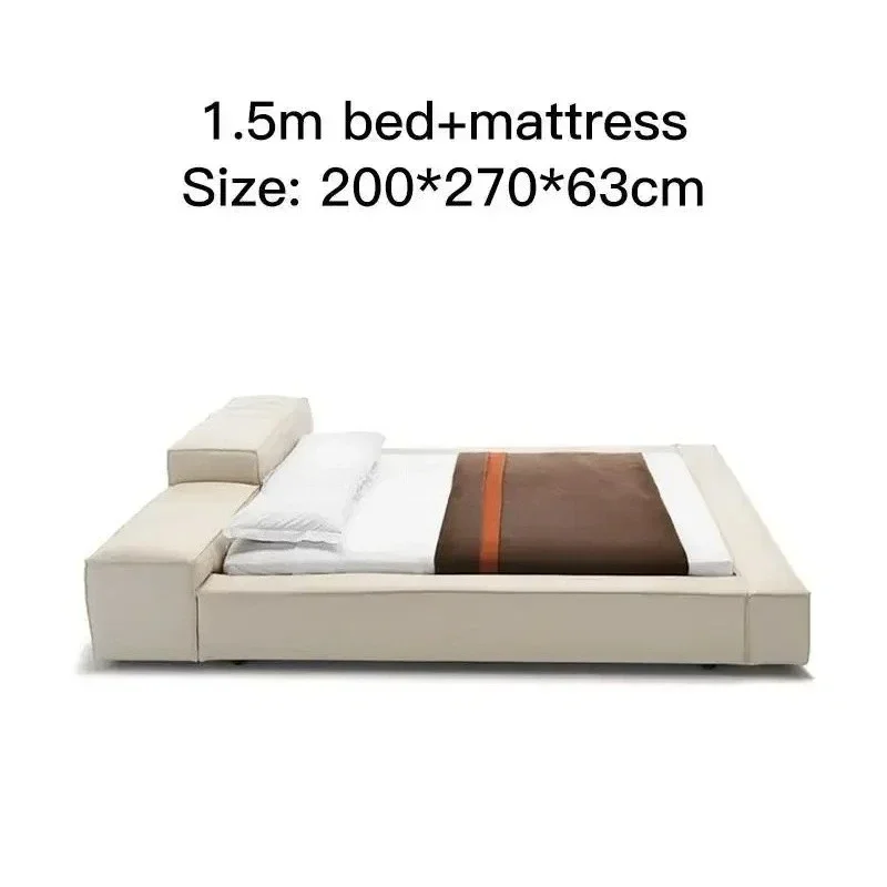Minimalist Design Fabric Double Bed 1.5m Japanese Style Removable And Washable Tatami Low Bed Creative High-End Indoor Furniture