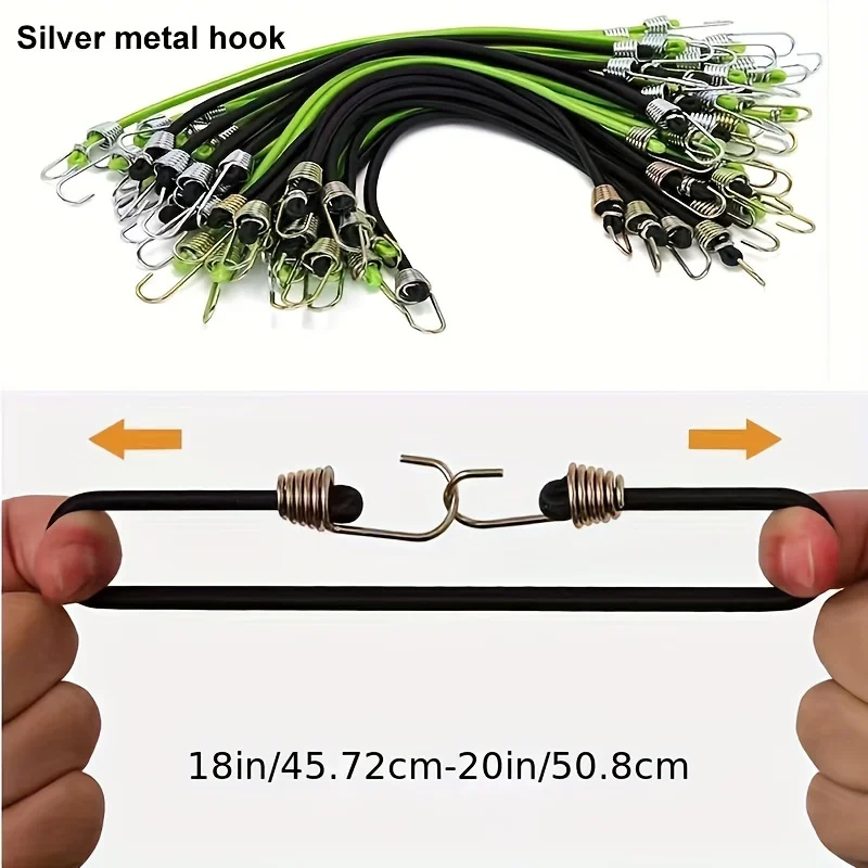 10pcs Rubber Hook Waterproof Elastic Luggage Rope, Outdoor Accessories For Luggage