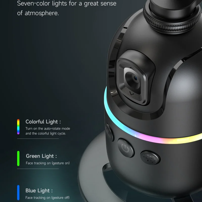 Stabilizzatore per telefono con giunto cardanico portatile intelligente con treppiede di estensione Monitoraggio AI per iPhone Android Tiktok Vlog con luce di riempimento
