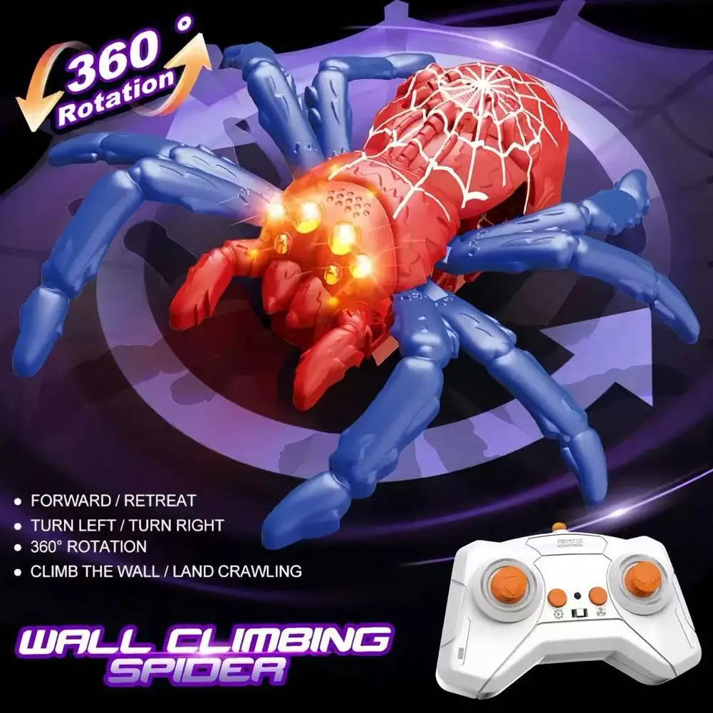 Remote Control Spider Wall Climbing Car Toy, Electric Bionic Lizard Reptile Animal For Kids, Realistic Crawling Robot Gift Boys