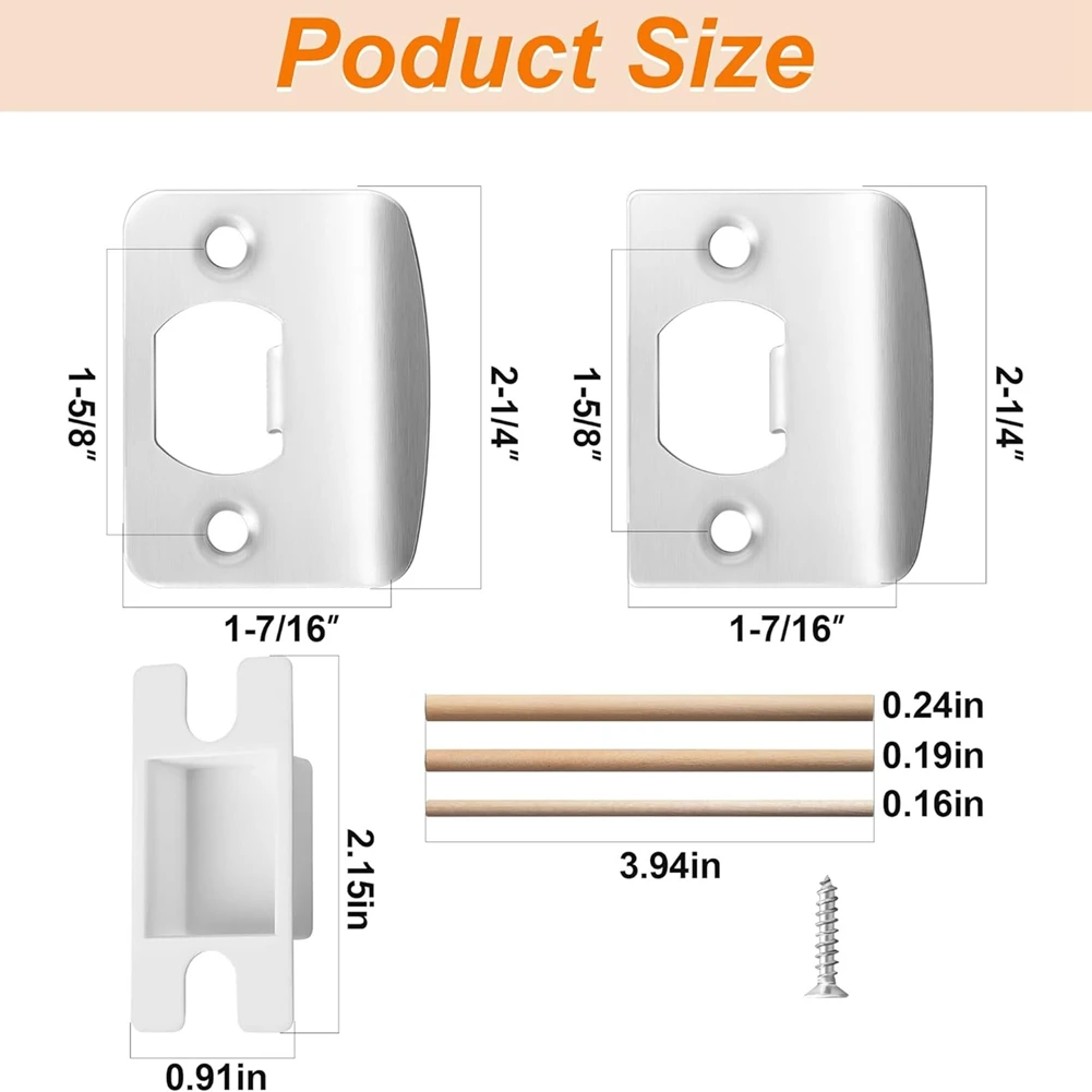 4แพ็คประตูLatch Strikeแผ่น-สแตนเลสประตูล็อคStrikeแผ่นชุดซ่อม-ประตูLatch Restorerเสริม