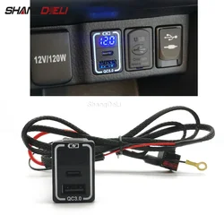 Retrofitted QC3.0 USB Type-C Fast Charging Interface Socket Voltage Display Charger For Toyota Rav4 prado 150 Corolla Hilux 2020