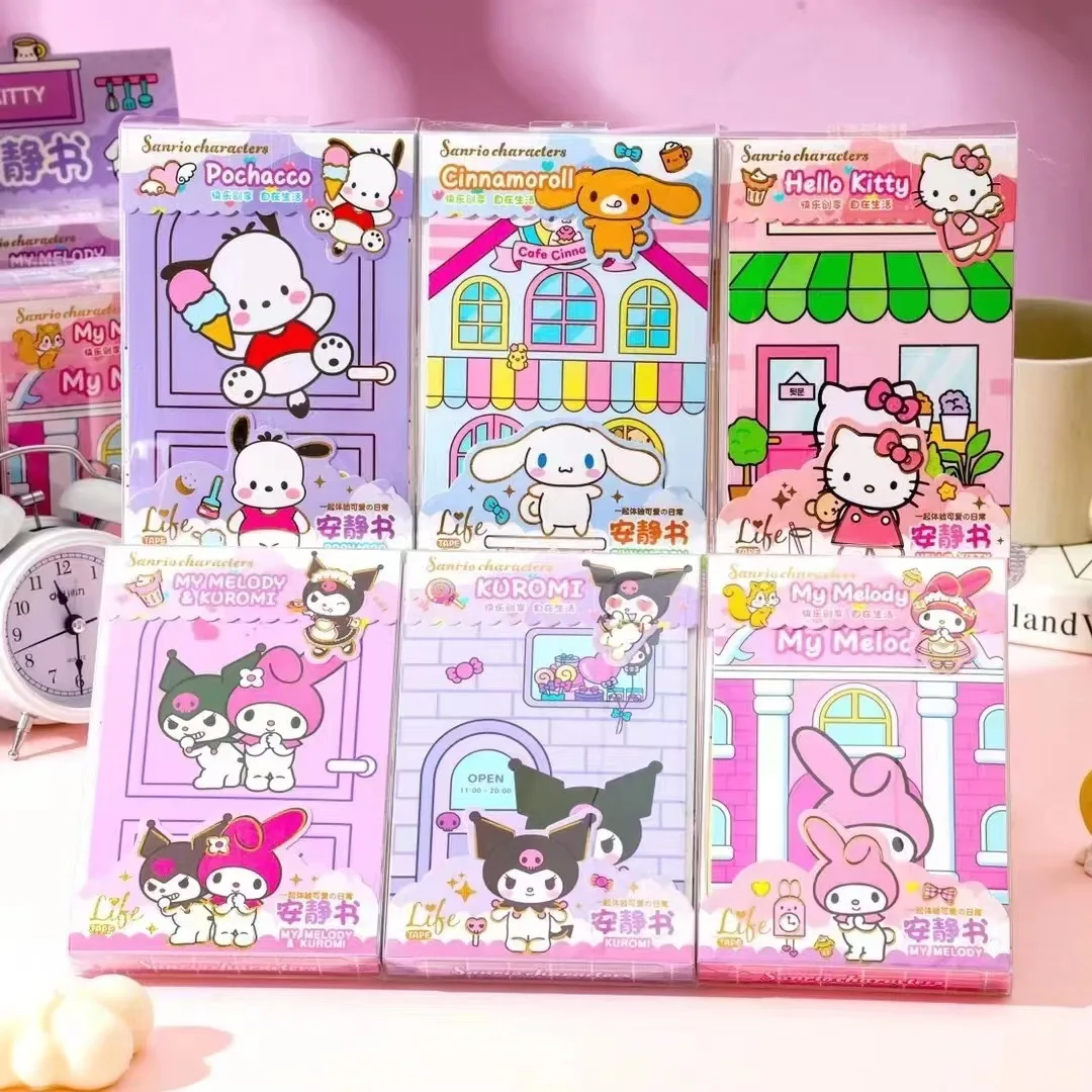 Niedlichen Sanrio Pochacco ruhiges Buch Anime meine Melodie Cartoon Kulomi Hallo Kitty Aufkleber Spiele lustiges Geschenk Dekomprimieren DIY Kinderspiel zeug