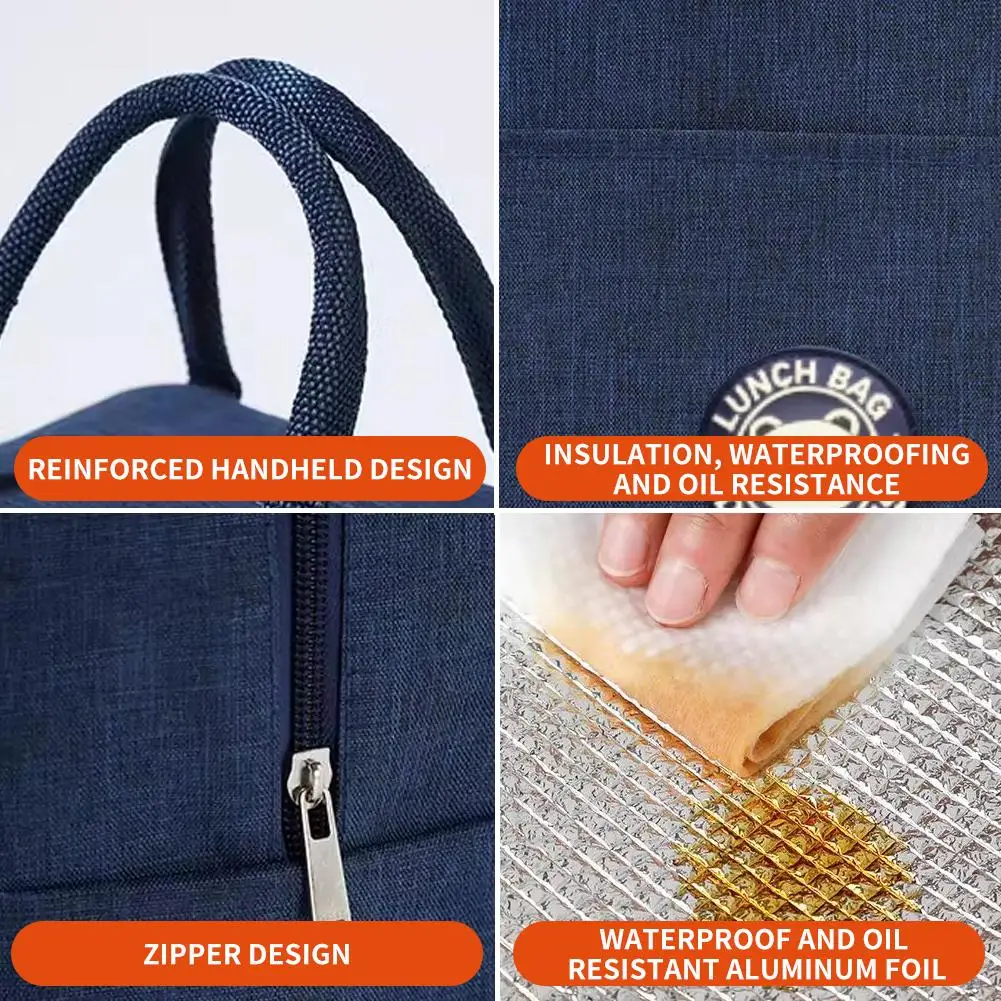 حقيبة الغداء المعزولة بينتو حزمة تخزين الجليد حزمة الطالب المحمولة مقاوم للماء الألومنيوم احباط حقيبة الأرز طالب بينتو الغداء حقيبة يد