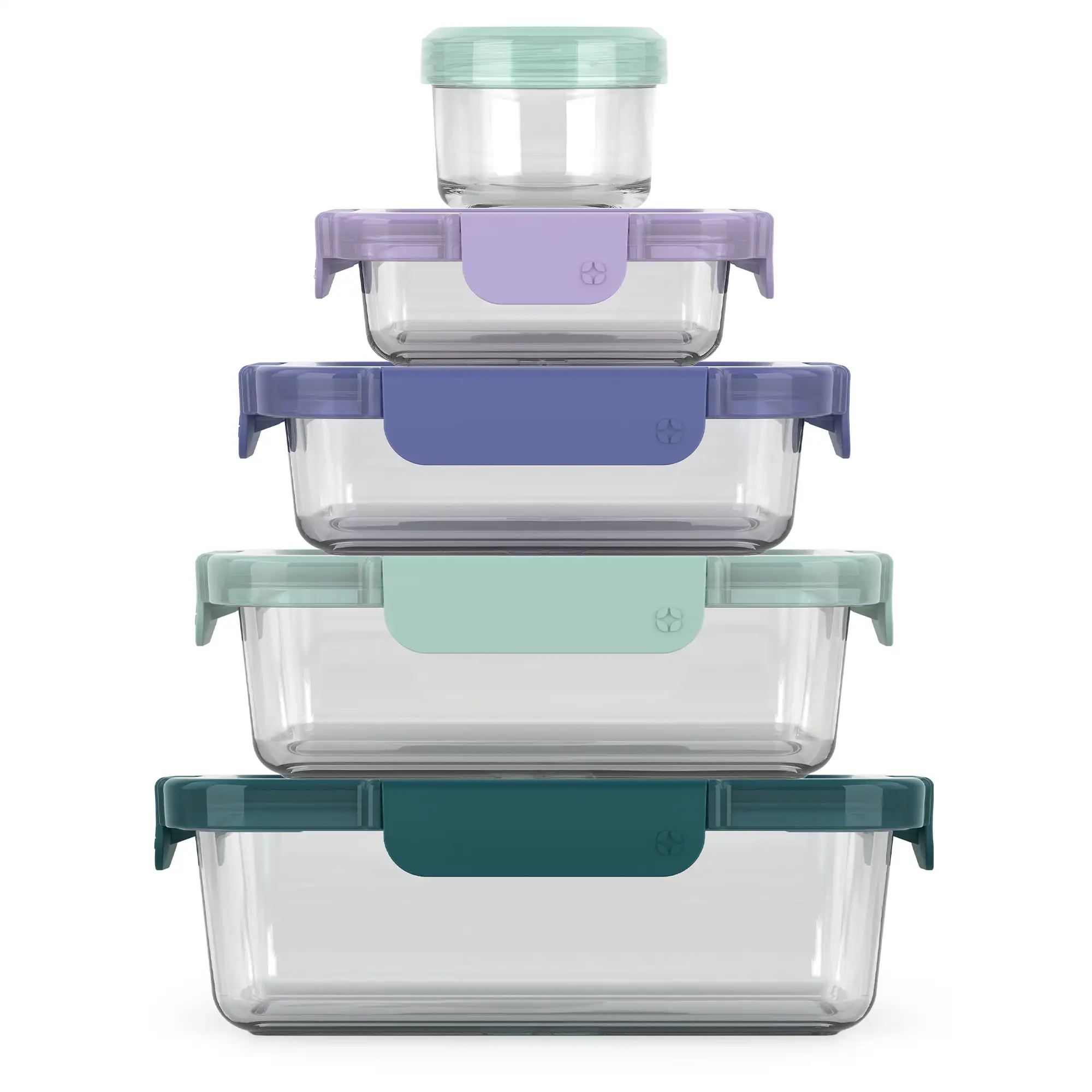 

Color Lock Glass Containers and Plastic Lids, 10 Piece Food Storage Containers, Set of 5