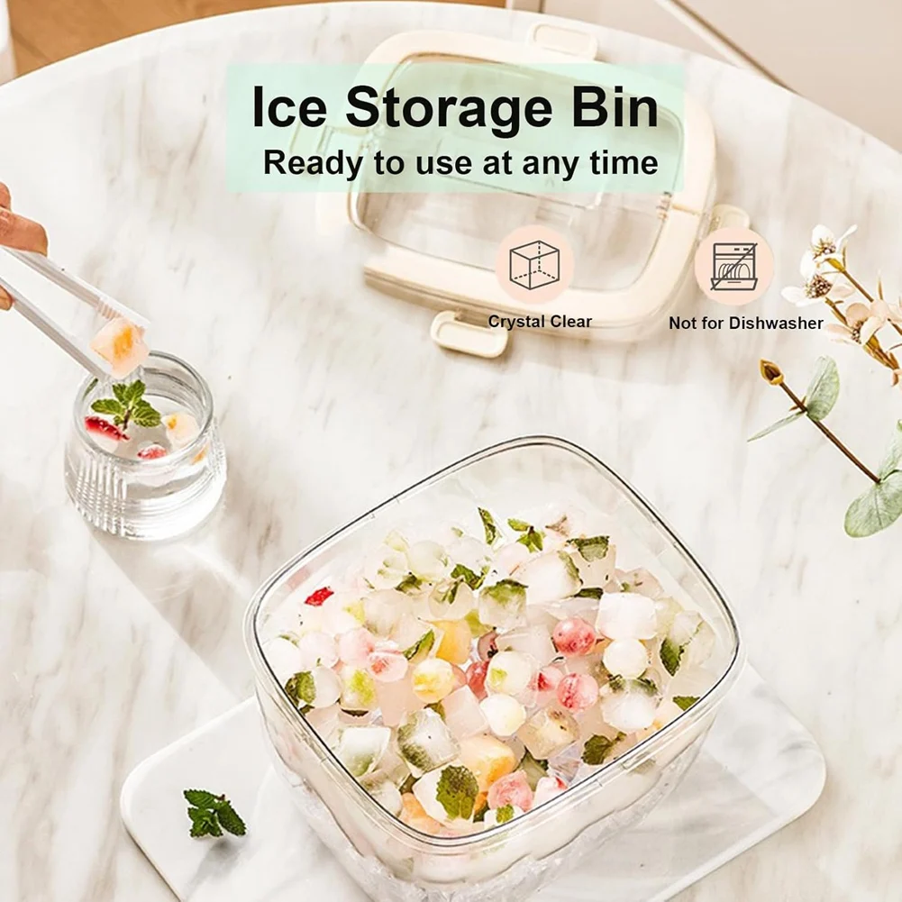 ABXHH Portable Ice Bucket for Freezer with Lid & Ice Tong for Outdoor Camping, Clear Refrigerator Ice Cube Storage Bin