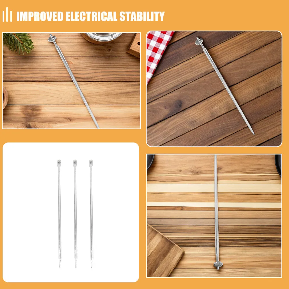 3Pcs 50Cm Solid Iron Grounding Rods for Electrical System Earthing Rod Kit Galvanized Earth Electrode Rods Home Generator