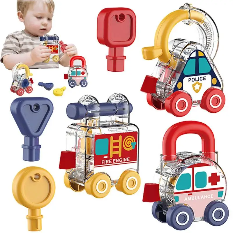 Lock And Key Car Toy Montessori Educational Key Shape Matching Color Learning Preschool Toy Birthday Gift For Kids 1-3 Years Old