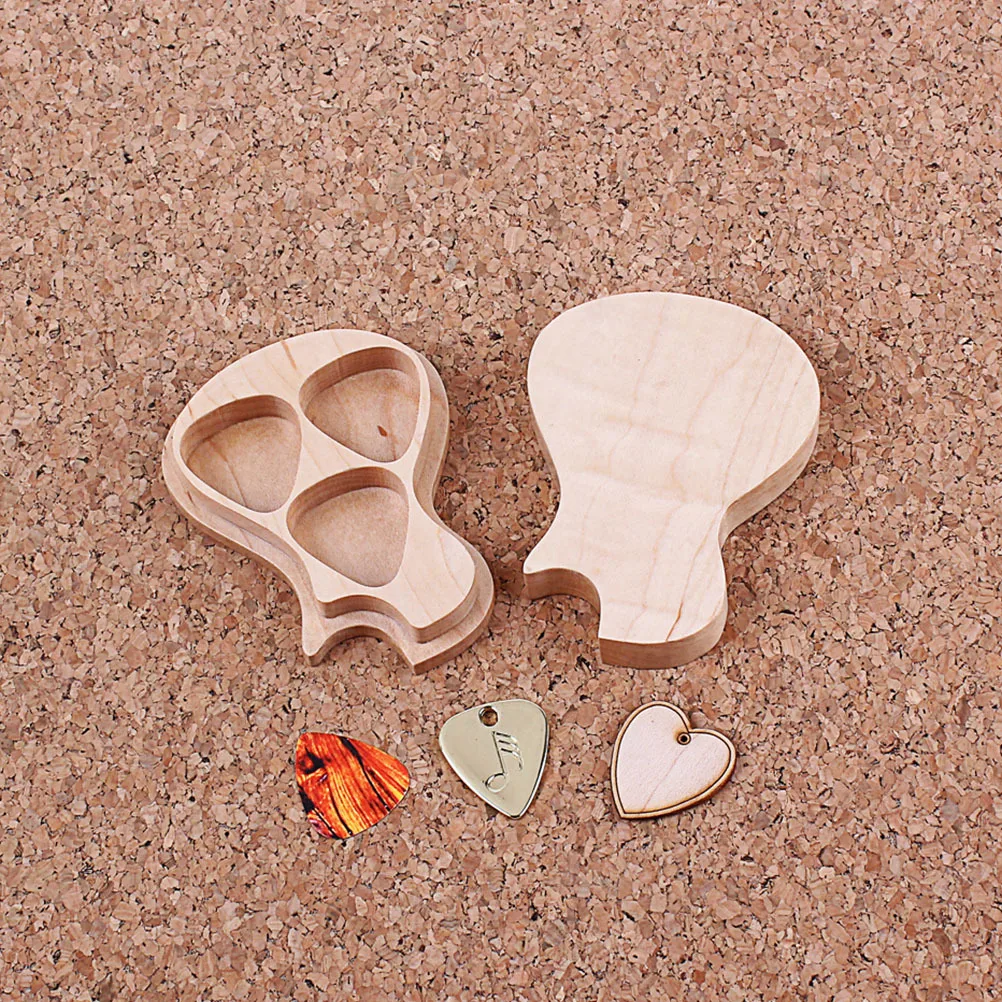 

1Set Professional Wooden Guitar 3 Picks Storage Case Convenient Guitar Accessory Holder Pick Storage Box