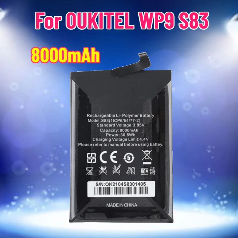 

Suitable for OUKITEL WP9 S83 8000mAh New High-Capacity Phone Battery